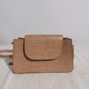 Primark Nude Croc Print Shoulder Bag - Small